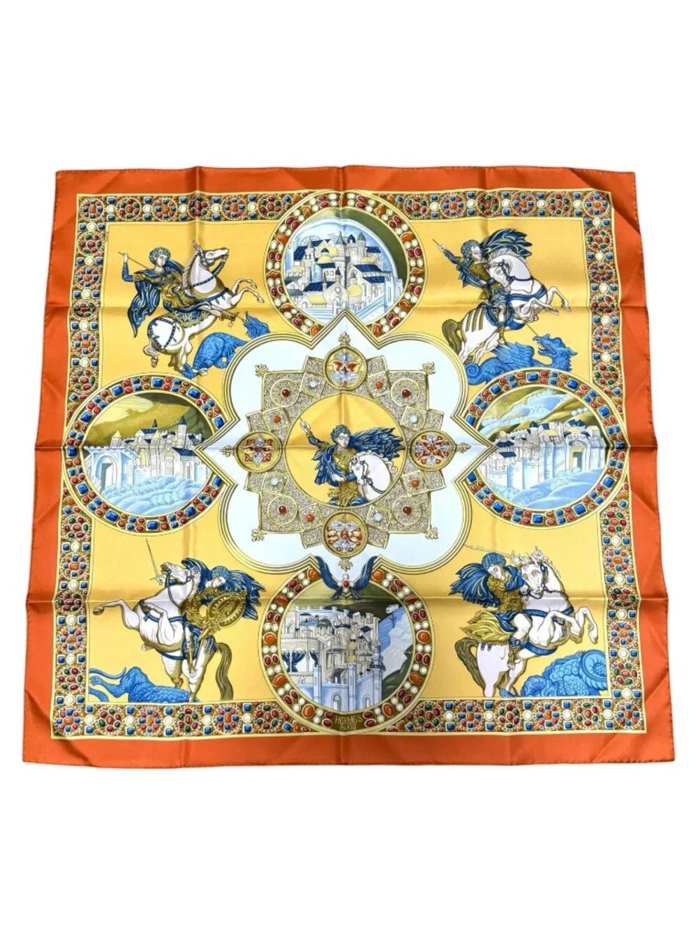 Hermes Carre 90 Victory Of The Knights Of Justice Scarf Silk